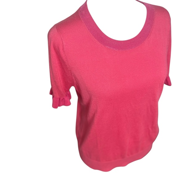 Kate Spade Hot Pink Daisy Collar Short Sleeve Medium Lightweight Silk Blend - Picture 7 of 12